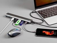 Monoprice 7-poorts USB-C-hub - aluminium, supersnelheidsoverdrachtssnelheden, compatibel met Apple MacBook, Google Chromebook en meer - thumbnail