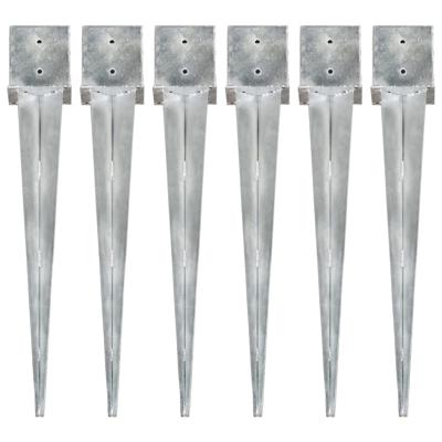 Grondpinnen 6 st 14x14x91 cm gegalvaniseerd staal zilverkleurig Grondpinnen 6 st 14x14x91 cm gegalvaniseerd staal zilverkleurig
