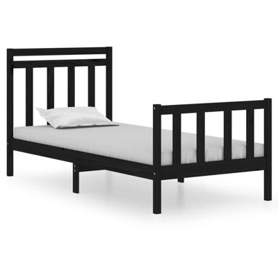 Bedframe massief hout zwart 75x190 cm