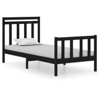 Bedframe massief hout zwart 75x190 cm - thumbnail