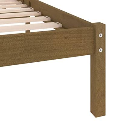Bedframe massief grenenhout honingbruin 200x200 cm