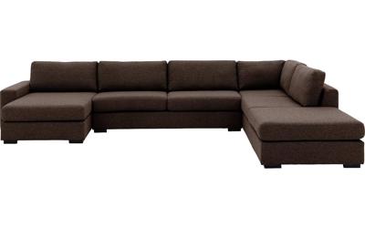 Goossens Bank Lucca bruin, stof, 3-zits, stijlvol landelijk met ligelement rechts Goossens Bank Lucca bruin, stof, 3-zits, stijlvol landelijk met ligelement rechts