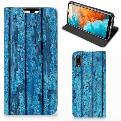 Huawei Y6 2019 Book Wallet Case Wood Blue