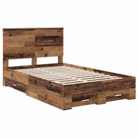 Bedframe met hoofdeinde Oudhout 120 x 190 cm Bewerkt hout - thumbnail