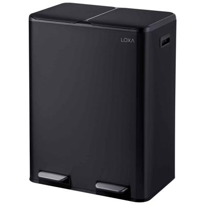 LoXa - Prullenbak Malta 60L Zwart - 2 Compartimenten - Pedaal - Soft-Close - Geurfilter - Vingerafdrukvrij - Design - Voor Afvalscheiding