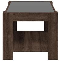 Salontafel met LED 73x53x45 cm bewerkt hout bruin eikenkleurig - thumbnail