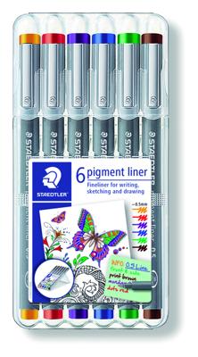 Fineliner staedtler pigment 308 0.5mm 6 st ass Fineliner staedtler pigment 308 0.5mm 6 st ass