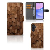 Book Style Case voor Samsung Galaxy A15 Wooden Cubes - thumbnail