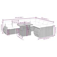 10-delige Loungeset met kussens poly rattan grijs - thumbnail