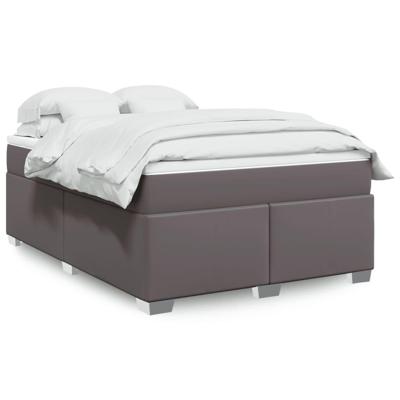 Boxspring met matras kunstleer grijs 140x190 cm