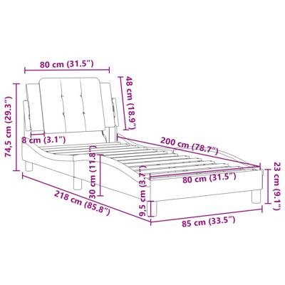 Bedframe met hoofdbord kunstleer wit 90x190 cm - thumbnail