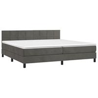Boxspring met matras en LED fluweel donkergrijs 200x200 cm - thumbnail