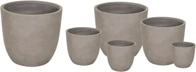 Mega Collections Bloempot Egg - Clayfibre - Ø32 x H31 cm - (Sand) Bruin