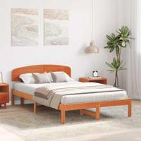 Bedframe met hoofdeinde Bruin 140 x 190 cm Massief grenenhout - thumbnail