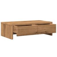 Monitorstandaard met lades 50x27x15 cm hout artisanaal eiken - thumbnail