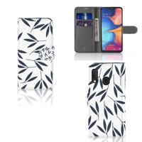 Samsung Galaxy A20e Hoesje Leaves Blue - thumbnail