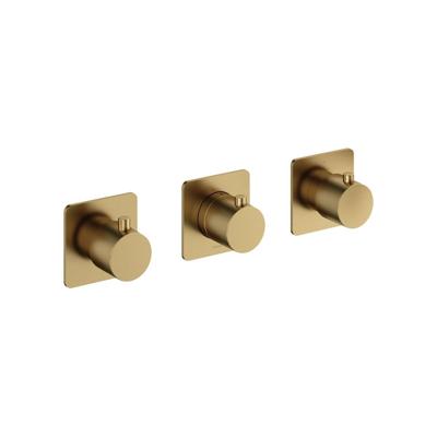 Hotbath Gal - Afbouwdeel voor Inbouw Douchethermostaat - 2 Stopkranen - Geborsteld Messing Pvd - V01