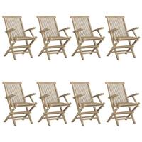 Tuinstoelen inklapbaar 8 st 56x61x89 cm massief teakhout grijs - thumbnail