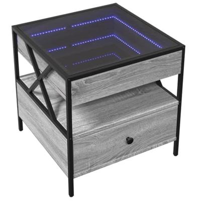 Salontafel met Infinity LED 50x50x51 cm grijs sonoma eikenkleur