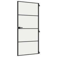 VidaXL Binnendeur smal 93x201,5 cm gehard glas en aluminium zwart - thumbnail