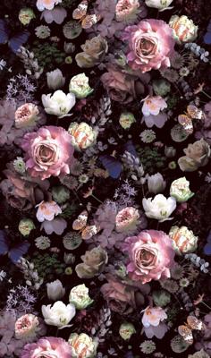Novamur Jackie Fotobehang met grote rozen, bloemen en vlinders - 81603