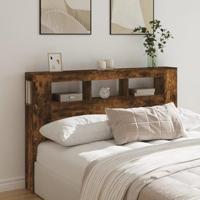Hoofdeinde met LED 160x18,5x103,5 cm bewerkt hout gerookt eiken - thumbnail