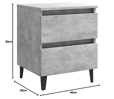 Nachtkastjes 2 st 40x35x50 cm bewerkt hout betongrijs