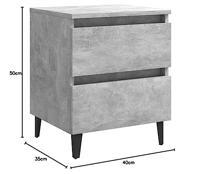 Nachtkastjes 2 st 40x35x50 cm bewerkt hout betongrijs - thumbnail