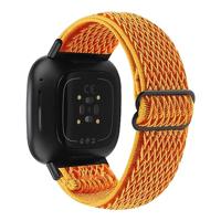 Fitbit Versa 3/4 & Sense 1/2 Nylon loop bandje - Oranje - thumbnail