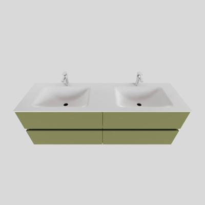 Badkamermeubel Solid Surface BWS Oslo 150x46 cm Dubbel Mat Groen 4 Laden (2 kraangaten) Badkamermeubel Solid Surface BWS Oslo 150x46 cm Dubbel Mat Groen 4 Laden (2 kraangaten)