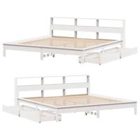 Bed met boekenkast zonder matras grenenhout wit 180x200 cm - thumbnail