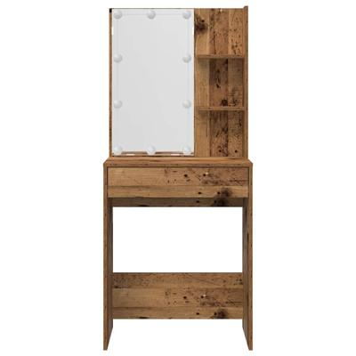 Kaptafelset met LED-verlichting bewerkt hout oud houtkleurig