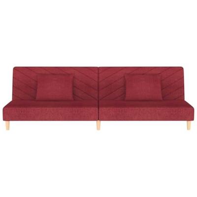 Slaapbank 2-zits met 2 kussens stof wijnrood