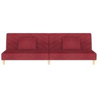 Slaapbank 2-zits met 2 kussens stof wijnrood - thumbnail