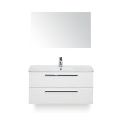 Seville Badmeubelset 100 cm - Wit Hoogglans - Keramische Wastafel Wit Enjoy - met Spiegel