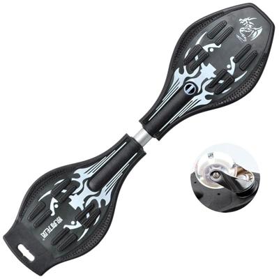 Fashion Vulcan patroon tweewielige skateboard lichtgevende Flash Wheel Vitality Board (zwart)