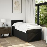 Boxspring met matras stof zwart 140x190 cm - thumbnail