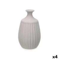 Vaas Gift Decor Grijs Keramisch Strepen 19 x 31 x 19 cm (4 Stuks) - thumbnail