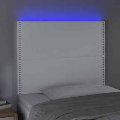 Hoofdbord LED 90x5x118/128 cm kunstleer wit - thumbnail