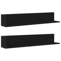 Wandschappen 2 st 100x16,5x16,5 cm bewerkt hout zwart - thumbnail