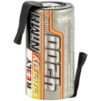 Reely Accucel NiMH Sub-C 1.2 V 4200 mAh Met soldeerlip Reely Accucel NiMH Sub-C 1.2 V 4200 mAh Met soldeerlip
