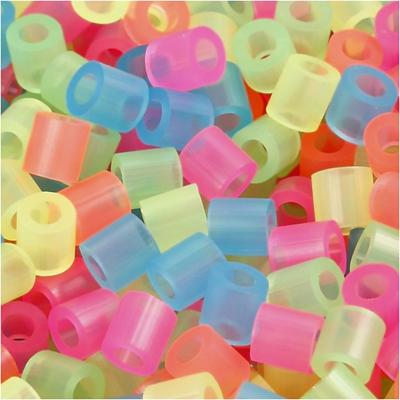 NABBI Strijkkralen, afm 5x5 mm, gatgrootte 2,5 mm, medium, neon kleuren, 5000 div/ 1 emmer