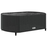 6-delige Loungeset met kussens poly rattan zwart - thumbnail
