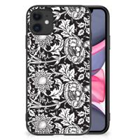 iPhone 11 Bloemen Hoesje Black Flowers - thumbnail