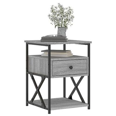 Nachtkastjes 2 st 40x42x55 cm bewerkt hout grijs sonoma eiken
