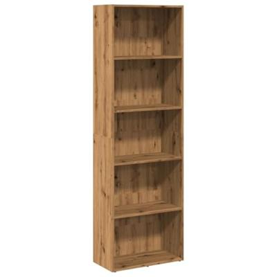 Boekenkast 60x30x189 cm bewerkt hout artisanaal eikenkleurig