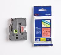 Brother Gloss Laminated Labelling Tape - 9mm, Black/Red - thumbnail