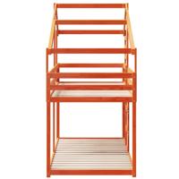 Stapelbed met bedhuis massief grenenhout wasbruin 90x200 cm - thumbnail