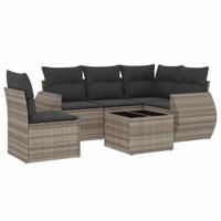 5-delige Loungeset met kussens poly rattan lichtgrijs - thumbnail