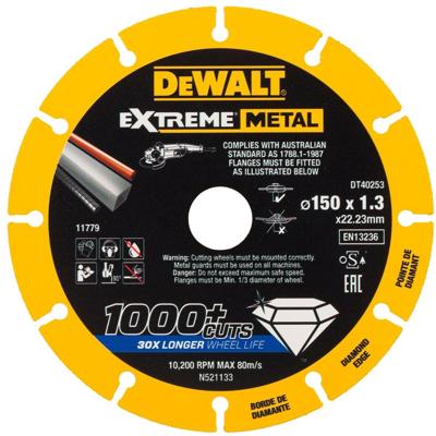 DeWALT DT40253 EXTREME™ Metal Diamant Doorslijpschijf 150mm DeWALT DT40253 EXTREME™ Metal Diamant Doorslijpschijf 150mm